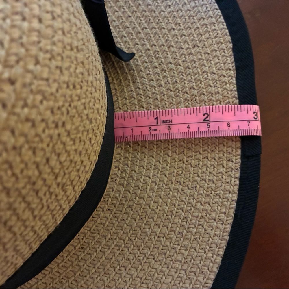 Hat Attack Wide Brim Straw Sun Hat Black Ribbon Bow NWOT - Picture 7 of 7